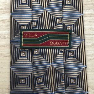Villa Bugatti Silk Tie In Vivid Black And Gold!